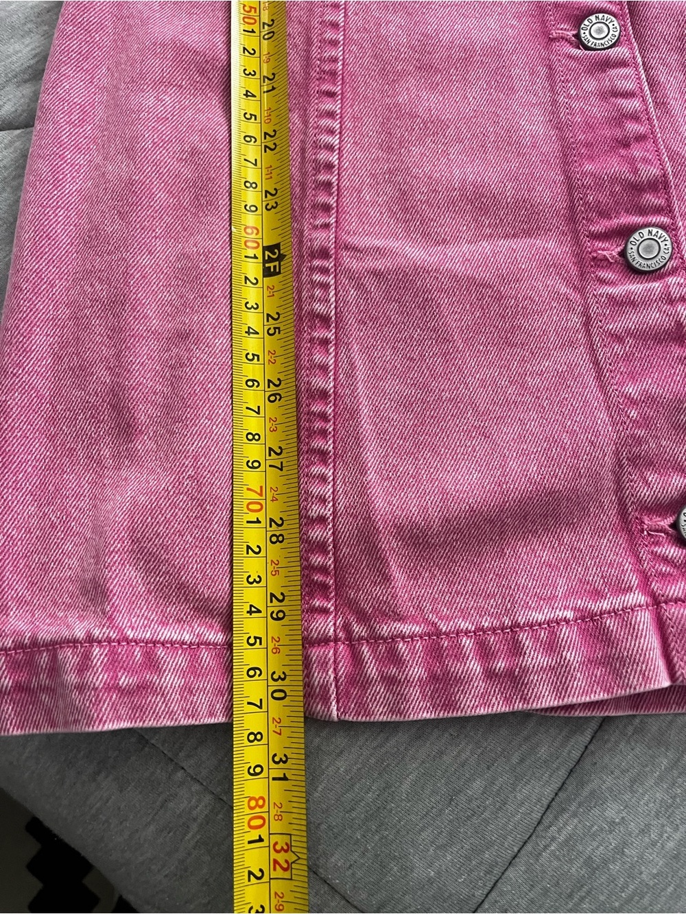 Denim Button Down Dress with Puff Sleeves in Pink Wash - Picture 7 of 7